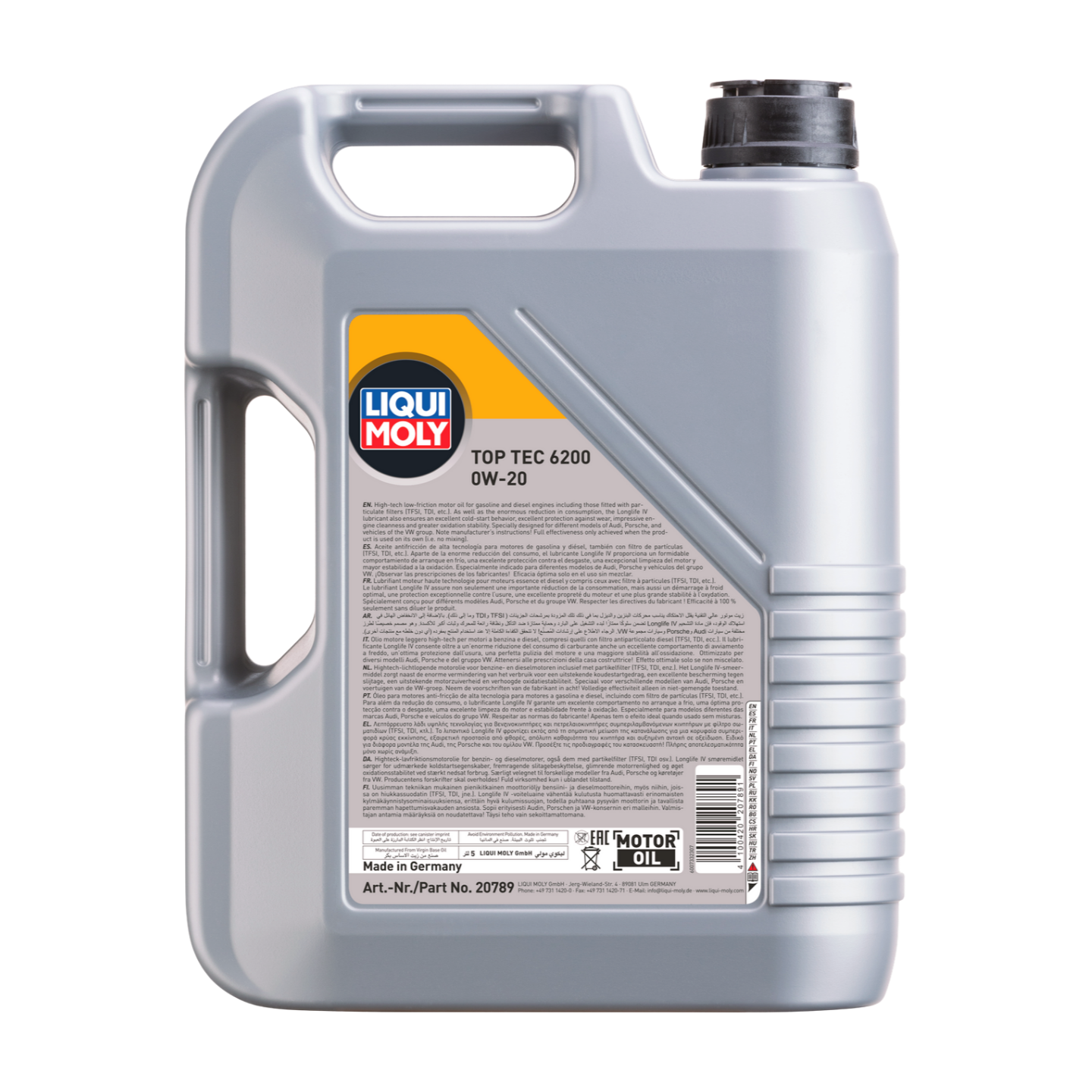 5L TOP TEC 6200 0W-20 SYNTH AUDI, PORSCHE, VOLKSWAGEN | Top Tec 6200 0W-20 |