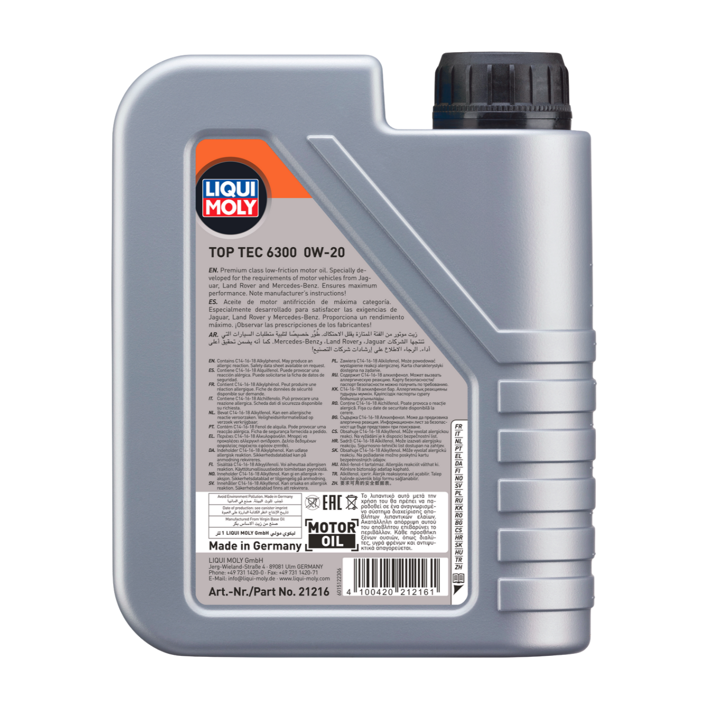 1L TOP TEC 6300 0W-20 SYNTH JAGUAR, LANDROVER, MB | Top Tec 6300 0W-20 | 21216 |