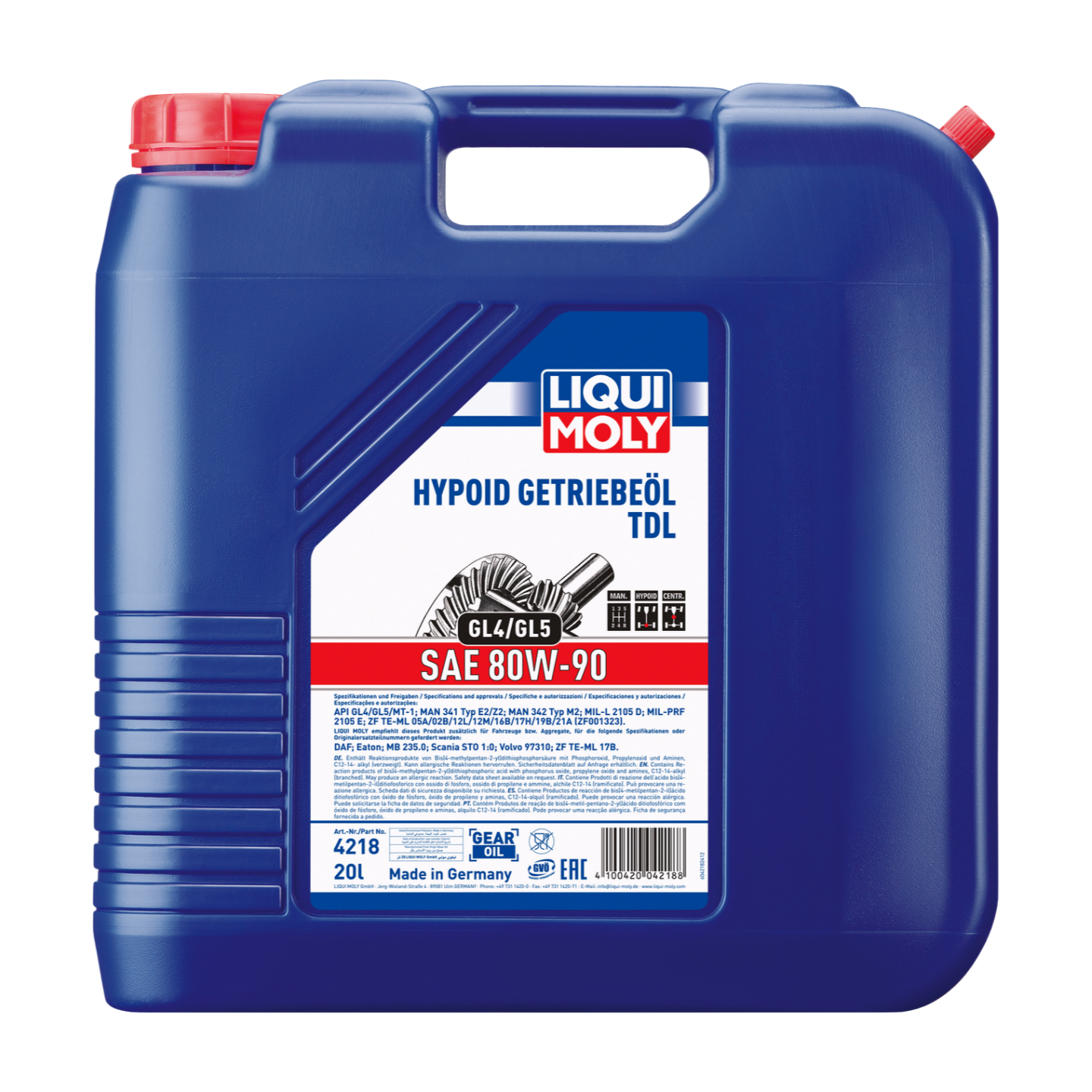 20L ACEITE P/ENGRANAJES HYPOIDES GL4/5 TDL 80W-90 | Hypoid Gear Oil (GL4/5) TDL SAE 80W-90 | 4218 |
